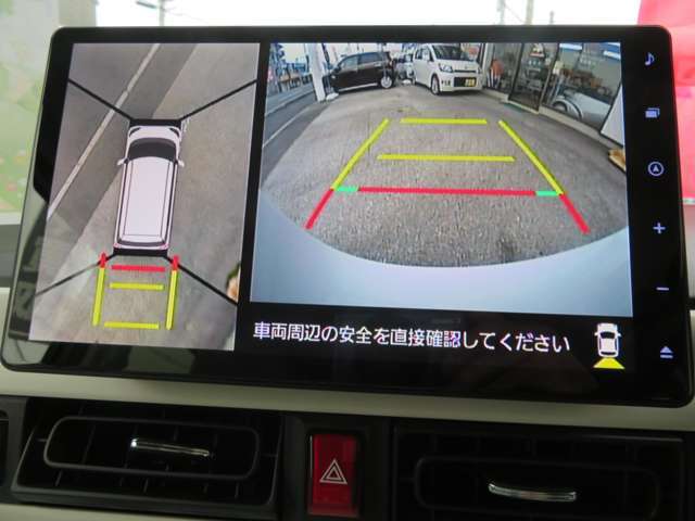 ☆パノラマビューモニター、パーキングアシスト☆フロント、サイド、バックにカメラ付いていてクルマ全体が見えます、発進時や車庫入ら～くら～く、目視で安全確認。快適ドライブをお楽しみください。
