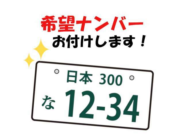 Aプラン画像：希望ナンバー登録費用込み。お好きな数字・思い出の数字をお客様の愛車にも！