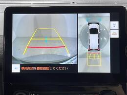 【パノラミックビューモニター】クルマを真上から見下ろした視点で駐車をサポートします！クルマの斜め後ろや真横など、いち早く障害物に気が付くことができます。