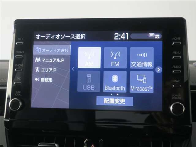 オーディオのソース画面です。AM・FMラジオ、CD再生、フルセグTV、Bluetoothオーディオ機能付き！