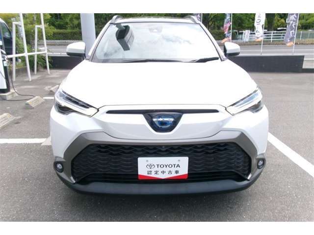 正面からの写真です。力強い意匠のバンパーです。格好良さも併せ持つお車です。