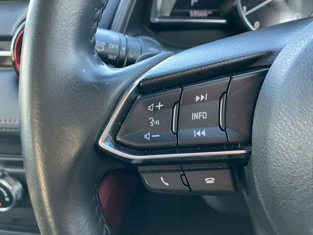 【ステアリングスイッチ】オーディオのボリュームの調節や、ラジオのチャンネルの変更、電話の受け取りなどを可能にします。運転中に目線を下げずに操作可能です。