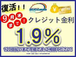 金利1.9％120回払いまで対応！金利含めた総額で比べて下さい！