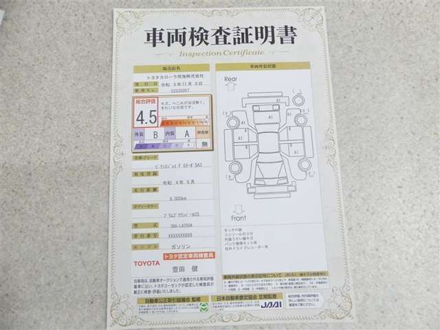 車両検査証明書付き。