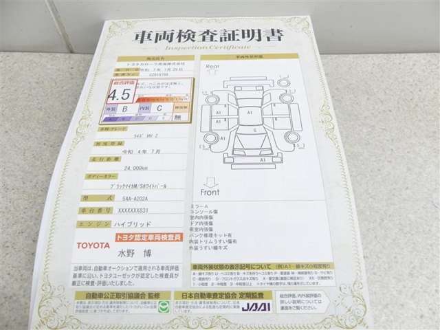 車体のキズ、へこみ等はこちらに記載しております。ご来店の際はご確認お願い致します。