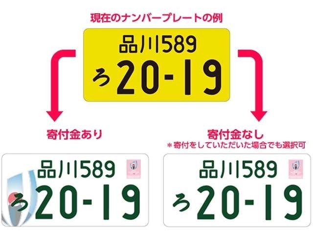 ラグビー仕様のナンバープレートタイプも選択可能です。期間限定、令和元年11月29日まで。