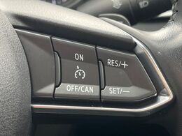 【クルーズコントロール】高速道路もラクラク走行。アクセルを離しても一定速度で走行ができ、長距離運転時の負担を軽減！加速・減速も簡単なスイッチ操作で調整できます。