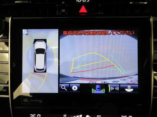 パノラミックビューモニターを装備。車を真上から見るように周囲を確認できます。機能の詳細は販売店スタッフまでお尋ねください。