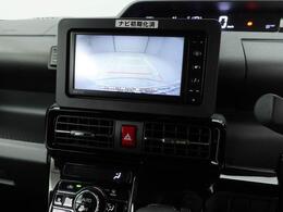 バックカメラ映像：運転席から見えにくい車の後方を映します。ガイドラインが表示されるので、後ろまでの距離や車の傾きがわかりやすくハンドル操作も安心。
