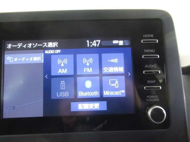 オーディオメニューです。Bluetoothオーディオも接続可能です。