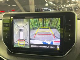 【パノラマモニター】専用のカメラにより、上から見下ろしたような視点で360度クルマの周囲を確認することができます☆死角部分も確認しやすく、狭い場所での切り返しや駐車もスムーズに行えます。