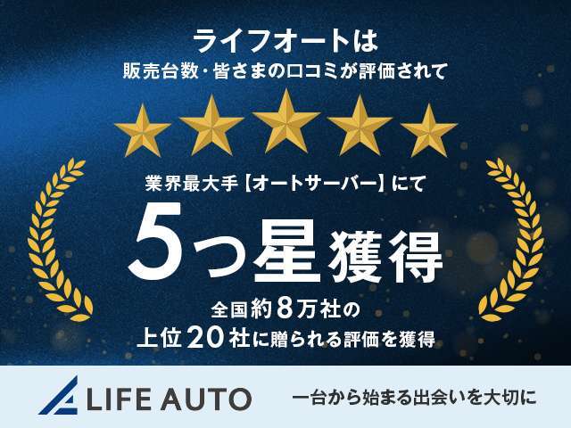 ☆☆☆業販五つ星認定店☆☆☆【業販最大手オートサーバー】にて五つ星認定を受けております！販売台数に加えて、クレーム率の少なさなどが審査基準となり、お車の《品質と価格》が評価されている証になります。