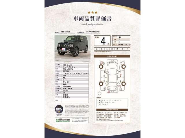 専門スタッフが車両情報をチェックし、正確な車両の品質・状態をお客様に提示させていただく為に作成しております。