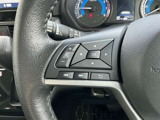 ナビの音量など車両情報を手元で操作できるハンドルスイッチ付き。