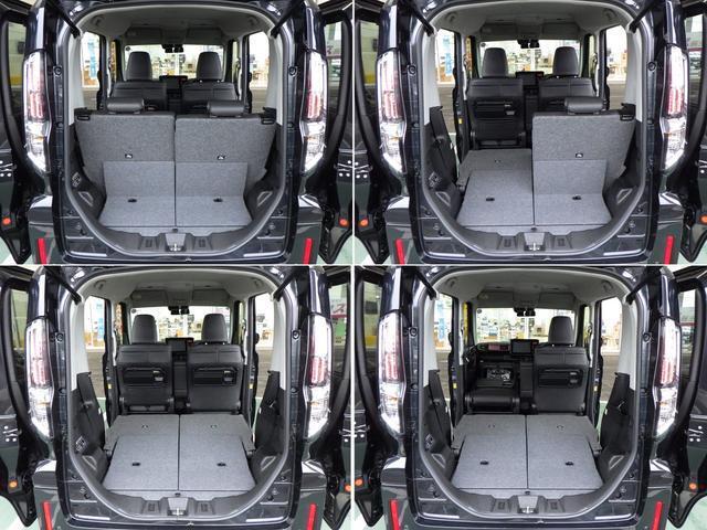 【シートアレンジ】様々なシートの変化も可能です。前方の助手席も倒せるので長い荷物もOK♪　広々の荷室には大きい荷物も余裕で載せられます。