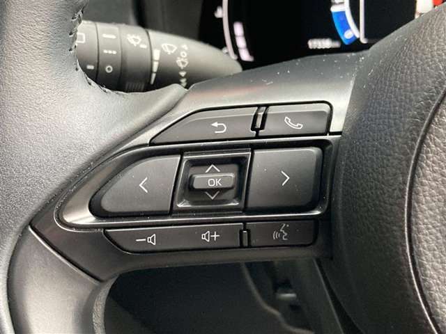 ステアリングスイッチ付き。前方から目を離すことなく操作することが可能です。