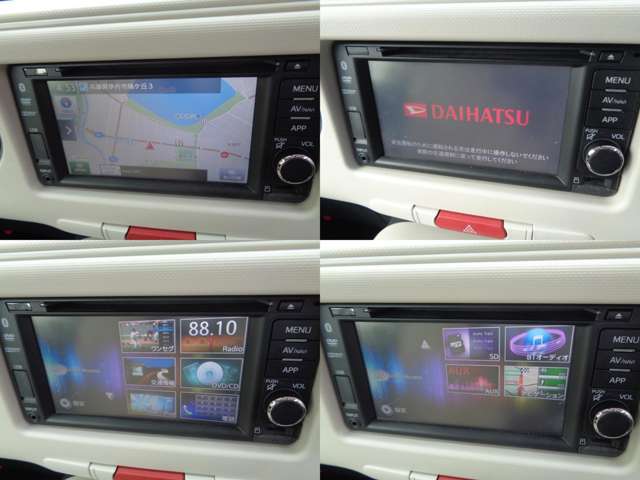 ダイハツ純正ナビ/ワンセグTV　AM/FM　CD/DVD　SD/USB　Bluetoothなど対応