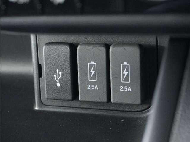 使いやすい場所にUSB充電端子を2か所装備。2.5A対応です、ここ重要！