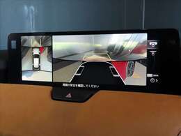 360度ビューモニター　4つのカメラで前後左右、俯瞰映像を表示、ドライバーからは見えない領域の危険認知をサポートするシステム搭載しています。便利ですが過信をしないで、目視確認を忘れずにお願いします！