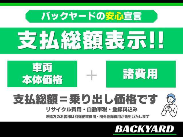 ☆お支払い総額には車検取得費用や自動車税等含まれている乗り出し金額になります☆