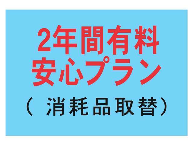 2年間安心プランが別途有料にてあります、納車前無料メンテナンスでの作業にプラスしてアイドリングストップの車のバッテリー　ファンベルト　エヤコンベルトなどの取り換えが有料にてあります