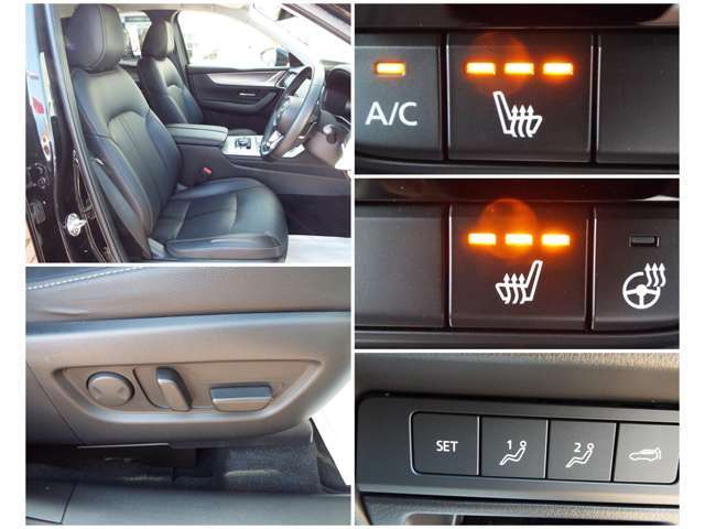運転席には電動パワーシート搭載！また1つのキーごとシート位置を記憶できるメモリー機能付き！またシートヒーター、ステアリングヒーターも搭載！