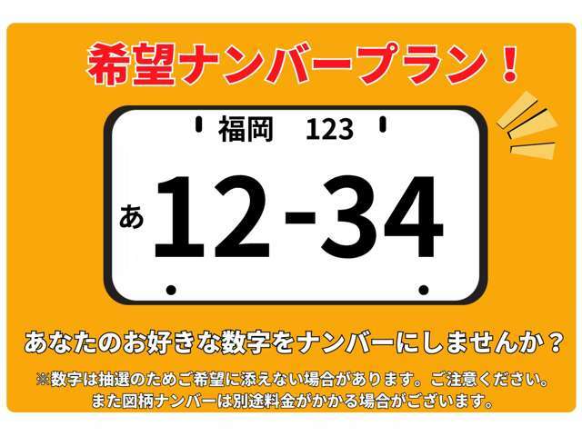 Aプラン画像：誕生日や記念日など愛着のある数字をナンバーにしてみませんか？※一部抽選の番号もございます。