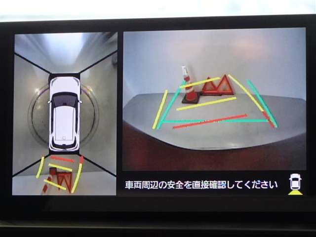 バックガイドモニターを装備してます、車庫入れもラクラクです。パノラミックビューモニターを搭載しています、上からの画像も表示されます。