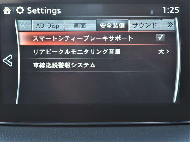 ブレーキサポート、走行中斜め後ろの車やバイクを感知して知らせてくれるRVM、車線逸脱警報装置付きです。