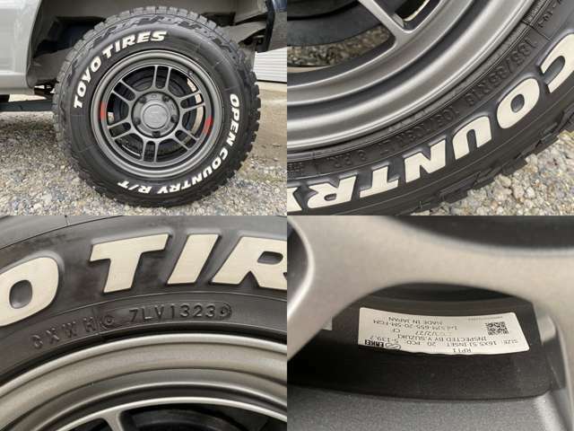 ホイールは、エンケイ製RPT1で+20インセットです。タイヤはオープンカントリーRTで185/85R16の2023年製です。