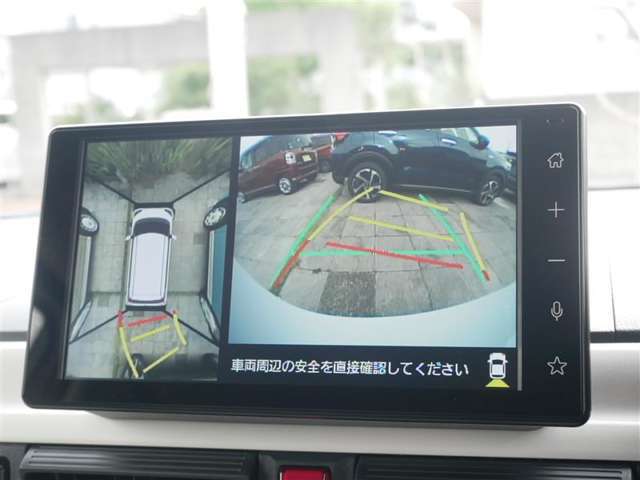バックモニター(黄色いガイドラインのお陰で、駐車がしやすいです。真上から見下ろしたアングル付きです)