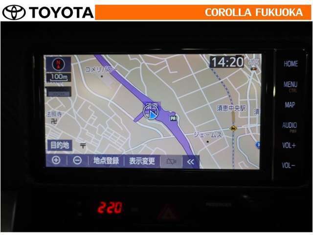 ナビゲーション付です、ナビがあるとやっぱり便利、スムーズに目的地近隣へ行けるのはとても安心します！