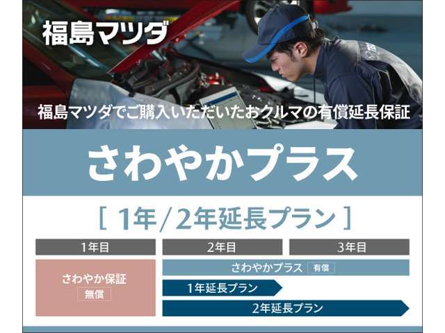 【福島マツダ】　　安心の保証を延長するプランもございます。（有償となります。詳しくはスタッフにお問い合わせください。）