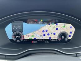 ●バーチャルコックピット『メーターパネル内に高解像度の液晶ディスプレイを配置。ディスプレイ内に地図が表示され、ナビゲーションの確認の際にドライバーは視線の移動を少なくすることができます。』