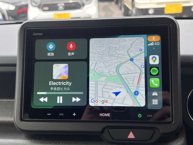 カープレイ、アンドロイドオート接続でグーグルマップや音楽アプリを起動できます！バックカメラ、ブルートゥース、ラジオ再生可能！