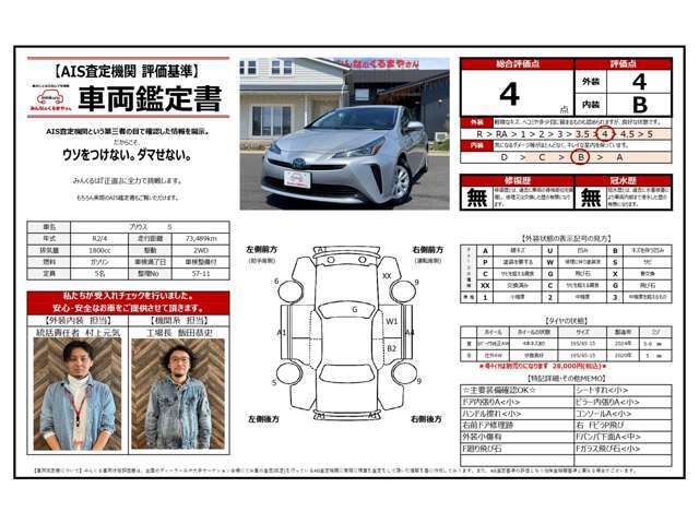 ☆第三者機関AISによる査定内容を情報開示☆　当社でも査定しておりますが2段階査定する事で、より『透明性』の高いご提案をさせて頂きます！　実際のAIS鑑定書もお見せできますのでお気軽にお問合せ下さい♪
