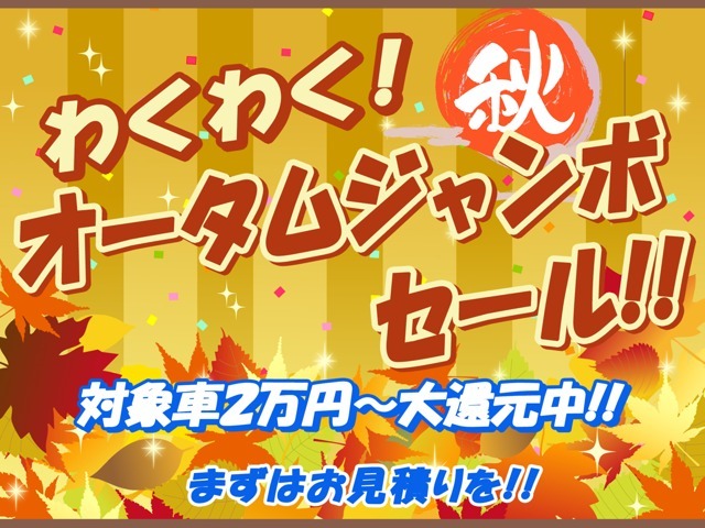 ■☆■　9・10・11月の企画！わくわくオータムジャンボセール実施中！！全てのお車に上画像の内容を適用しております！額は車種によって異なりますのでお問い合わせを！　■☆■