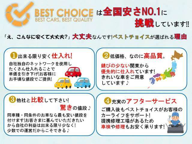 当店が選ばれる理由と安さの秘密！全国安さNo,1に挑戦しています！