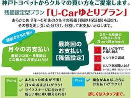 神戸トヨペットから中古車のカシコイ買い方！！残価設定型割賦「U-Carゆとりプラン」対象車！高年式中古車もお求めやすくなりました。月々のお支払いもラクラクです！今なら特別金利を設定しております。