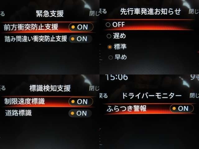 各種安全装備は、個別設定が可能です。