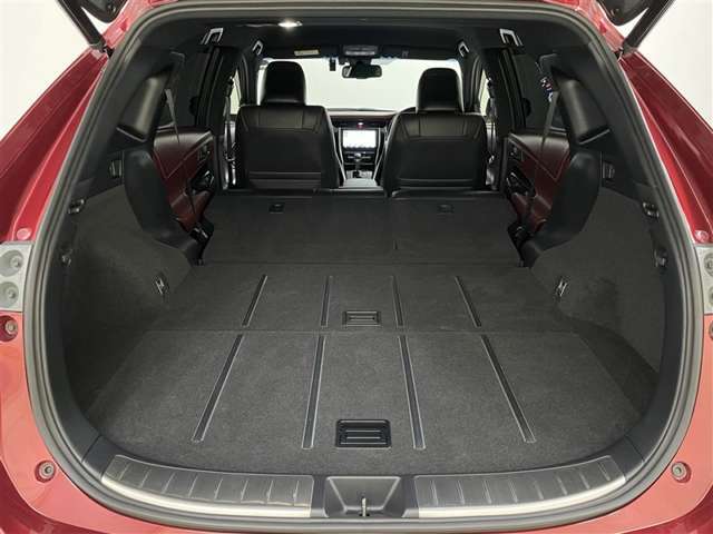 後席のシートバックを両側 前倒しした状態。　　奥行きある広いスペースが出現！