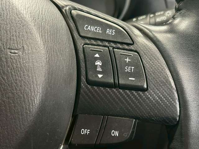 【レーダークルーズコントロール】ミリ波レーダーが車間距離を測って設定車速内で車速に比例した車間距離を保ちながら追従走行する装置で近づきすぎたときは自動でブレーキし、離れすぎたときには自動増速もする。