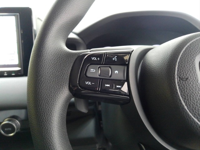 ハンドルにオーディオの操作スイッチが装備されています！視線を前方から外さずハンドルから手を離さずに操作できるのでとっても安全ですね♪