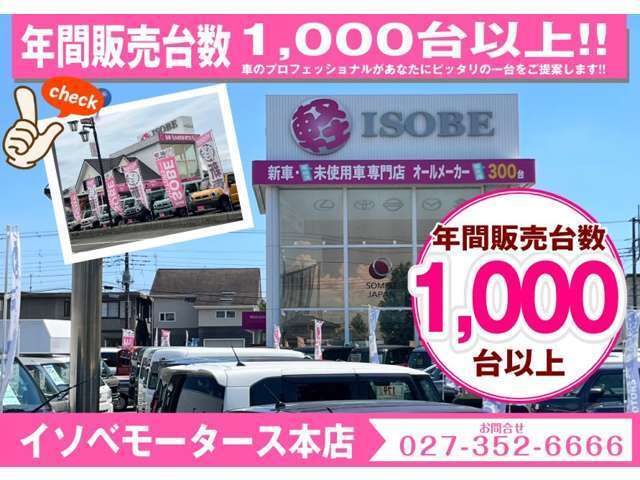 当店は年間販売台数が約1000台です。展示在庫の多くが届出済み未使用車です。当店は、軽自動車専門です。お店に置いてない車の取り寄せも出来ます。