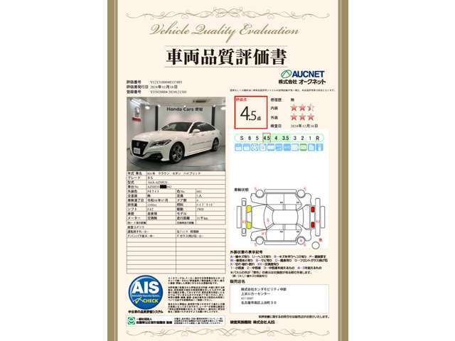第3者機関によって車両状態証明書を発行しておりますので、状態の確認含めて安心、信頼、満足にお答えします。
