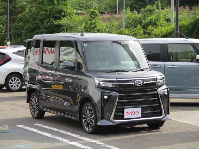 この度は当店のお車をご覧いただき誠にありがとうございます。販売、整備、保険、ロードサービス、油圧ホース制作、その他、お気軽にご相談ください。届出済未使用車のタントカスタム4WD入庫しました♪