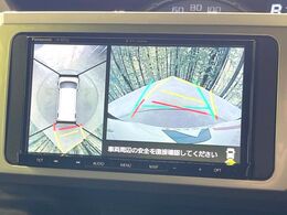 【パノラマモニター】専用のカメラにより、上から見下ろしたような視点で360度クルマの周囲を確認することができます☆死角部分も確認しやすく、狭い場所での切り返しや駐車もスムーズに行えます。