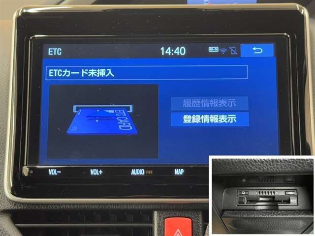 ETC付きです。高速道路料金所での小銭の出し入れや雨天時における窓の開け閉めなどの煩わしさが解消できます。料金所の通過もスムーズで快適ですよ。