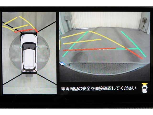 フロントビューで見通しが悪いT字路などの道でも見通し良く映し出してくれるので安心♪ ※あくまでも補助的な装置なので目視確認もお忘れなく！