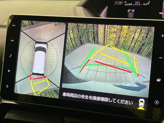 【パノラマモニター】専用のカメラにより、上から見下ろしたような視点で360度クルマの周囲を確認することができます☆死角部分も確認しやすく、狭い場所での切り返しや駐車もスムーズに行えます。